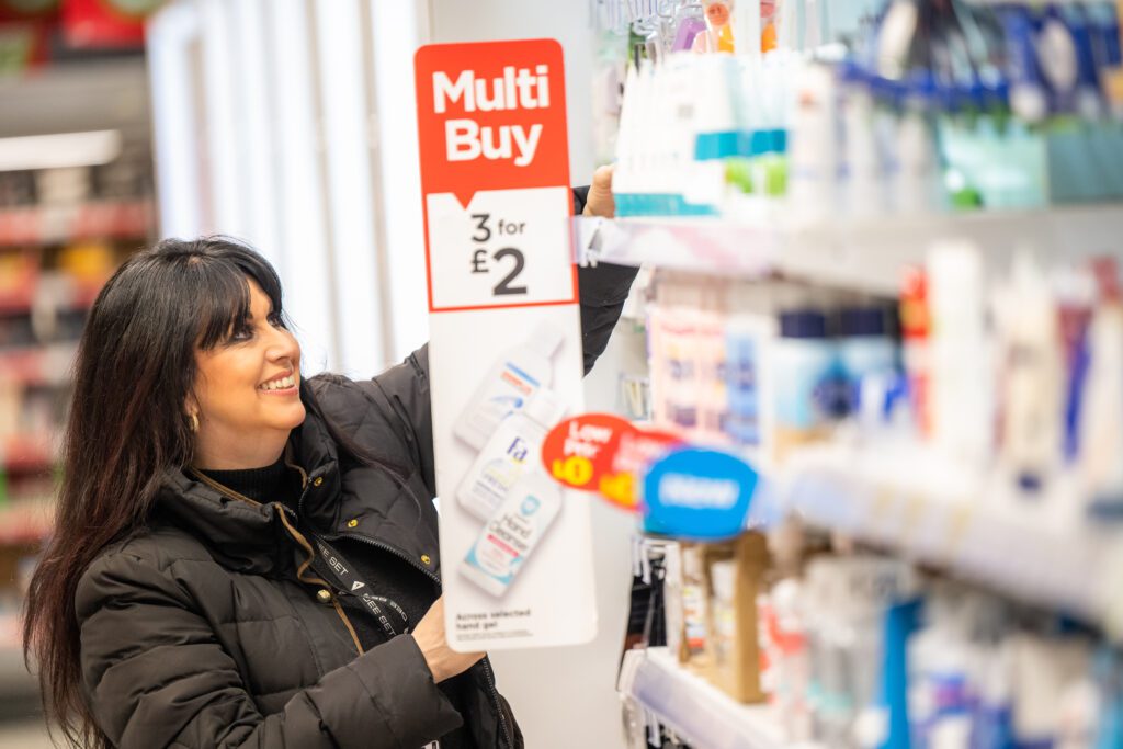 cardboard offer on shelves